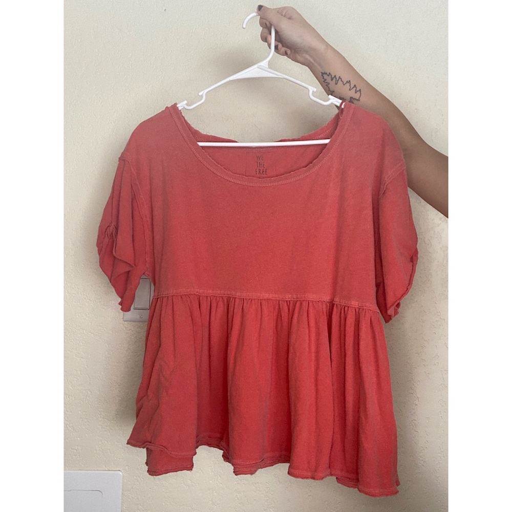 free people burnt red/orange wide neck top